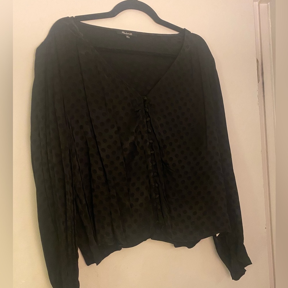 Madewell Black Polka-Dot Blouse